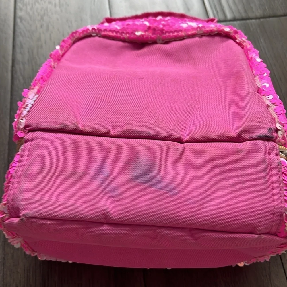 Reversible Sequin iridescent lunchbox with rainbow zipper